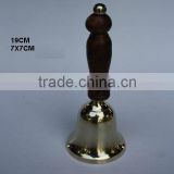 Cast Metal Brass Bell with Mirror polish and wooden handle