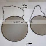 Glass and Brass Hanging Mirror Brass in Antique Finish Available in Two Sizes