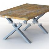 UK hot-selling solid wooden coffee table metal iron X shape leg