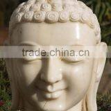 China Supply Hand Carved Natural White Marble Buddha Head Sculpture for Sale thumbnail-3
