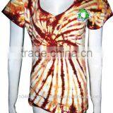 T-Shirt Women Cotton Mix Lycra Tie-dye Frog Red Black 3 thumbnail-1