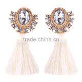 Bohemian Jewelry Rhinestone Gems With Alloy Plated Tassel Dangle Earrings thumbnail-6