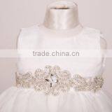 2017 Hot Selling Plain White Baby Girl Short Party Wear Dress thumbnail-3