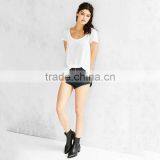 Scoop Neck Plain White Cotton t Shirts for Women thumbnail-4