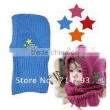 New Wool Korean Cute Stretchy Warm Winter Five-pointed Star Baby Kids Children Cap Hat Beanie Collar Cap 8047