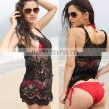 Women's Round Collar Flower Hollow Vest Swimsuit Dress Bikini Smock Swimwear SV000999 thumbnail-2