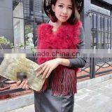 B Rabbit Fur Tassels Fashion Turkey Feather Vest thumbnail-2