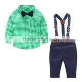 2017 New Baby Boy Clothes Gentleman Plaid Suit Shirt + New Style Boys Pants Jeans thumbnail-4
