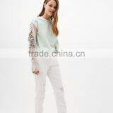 5159 Runwaylover Europea Style Ladies Green Embroider Floral Sleeve Hoodie thumbnail-2