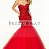 2016 Prom Dresses Sweetheart Beaded Bodice Mermaid Tulle Lace Up thumbnail-5