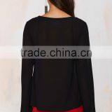 Latest Chiffon Blouse Ruffled Lady Blouse Wholesale Lace up Blouses 2015 thumbnail-4