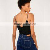 Jacquard Low Cut Spaghetti Straps Cropped Cami Womens Tank Top With Buttons thumbnail-6