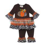 2016 Yawoo Little Girls Brown Zebra Leopard Pumkin Leggings 2 Pcs Clothing Halloween Boutique Outfits thumbnail-1