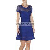 Ivory Short Cocktail Dress Black Mesh Bandage Party Gowns With Sleeves thumbnail-2