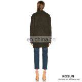 Green Side Slit Pockets Short Rib Knit Mohair Sweater thumbnail-3