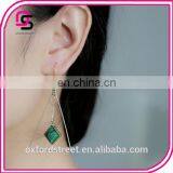 Europe and the United States Fashion Jewelry Triangle Synthetic Green Pine Natural Stone Long Earrings thumbnail-6