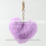 Saint Valentine's Day Gift Girl's Plush Fur Pom Pom Heart Shape Keychain Bag Girls' Accessories Car Pendant thumbnail-2