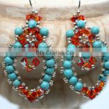 Beutiful Blue Hand Embroidered Earrings