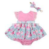 Organic Baby Clothes Rose Baby Romper Floral Ruffle Baby Gift Set thumbnail-1