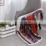 Bohemian Sherpa Fleece Throw Blanket, Fuzzy Warm Super Soft Reversible Boho Stripe Plush Blanket for Bed, Sofa and Couch thumbnail-4