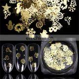 60Pcs/Jar Box 3D Snowflakes Gold Metal Slices Nail Art Sequins Christmas Decorations Nail Polish Thin Sticker Designs Manicure thumbnail-5
