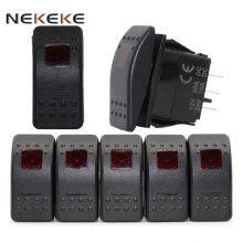 3 Way Red Illuminated Rocker Switch for Boat Marine Waterproof 12v thumbnail-2
