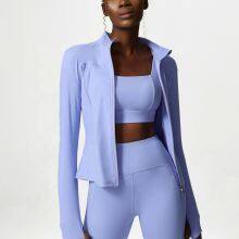 Plus Sizes Winter Custom Brand Yashion Logo Sport Yoga Wear Jacket Zipper Yoga 3-piece Set thumbnail-5