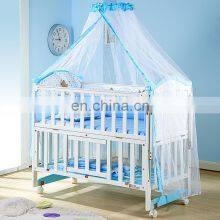 New Type Full Size Luxury Baby Crib Solid Wood Pine Twin Cot Bed for Newborn Baby thumbnail-4