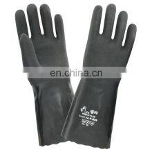 Winter Cotton Jersey Lined Black PVC Sandy Rubber Glove Oil and Gas Work Glove thumbnail-1