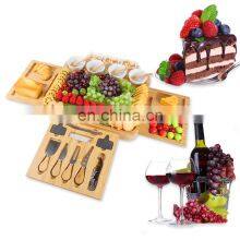 Deluxe Personalized Winery Best Cute French Large Bamboo Cheese Board Set With 4 Drawers thumbnail-1