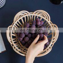 Hot Sale Hand-made Lotus-shaped Rattan Fruit Basket, Handcrafted Fruit Bread Nuts Candies Storage Box Basket thumbnail-4