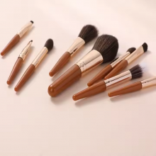Portable 9-Piece Mini Makeup Brush Set With Zip Leather Bag Soft Hair Flat Eye Brushes Travel Cosmetic Brushes thumbnail-3