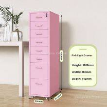 HN-SSC8 Metal Storage Chest, Pastel Pink/Blue With Label Holders, Multi - Drawer Office Pedestal for Studio & School, Factory Custom Color thumbnail-1