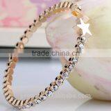 High Quality Rose Gold Plated Double Star Charm Full Rhinestone Bracelets Bangles thumbnail-5