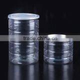 transparent plastic PET jars with aluminium easy open lids