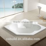 White 1350mm Project Drop-in Bathtub, Diamond Shape Acrylic Soaking Bathtub