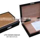 Leather Cover Ebony Wood Empty Cigar Box thumbnail-1