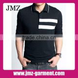 100% cotton black popular long sleeve polo shirt for men