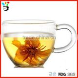 High borosilicate glass green glass tea cup with handle