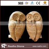 Natural Stone Carving Status Owls in Grey and Beige thumbnail-2