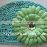 Crochet Newsboy Beanie Kufi Hats With a Daisy Flower thumbnail-1