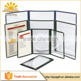 Customized pvc pocket menu cover with silver protective corners