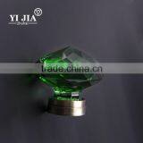 2 1/9 Inch Vintage Solid Brass Base Forest Green Glass Knobs for Cabinets thumbnail-3