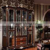 Luxury American Style Wine Cabinet, Royal Wood and Glass Showcase, Nice Hand Carving Display Cabinet (BF01-ML055) thumbnail-1