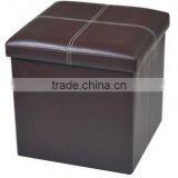 Brown Line Design Waterproof Faux Leather Storage Ottoman For Living Room thumbnail-2