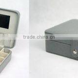 Classic 24 Compartments Felt Jewelry Box / Case / Holder For Earrings, Rings, Necklaces, With Elegant Mirror thumbnail-1