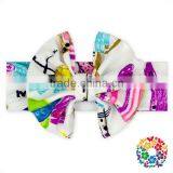 Baby Girls New Printing Headwarp Elastic Hair Band Cute Bowknot Turban Headbands thumbnail-1
