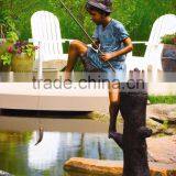 Outdoor Garden Decoration Metal Craft Brozne Boy Fishing Fountain thumbnail-3