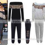 Ladies Leopard Print & Off Shoulder Black Tracksuit Jessica Wright Celeb Joggers thumbnail-3