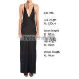 Women's Black Sexy Lingerie Satin Silk Long Dress thumbnail-3